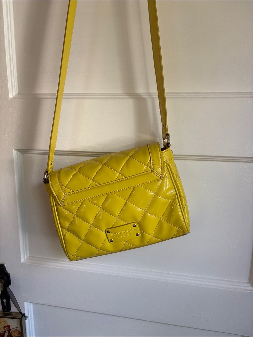 kate spade Yellow Quilted Patent Crossbody Bag